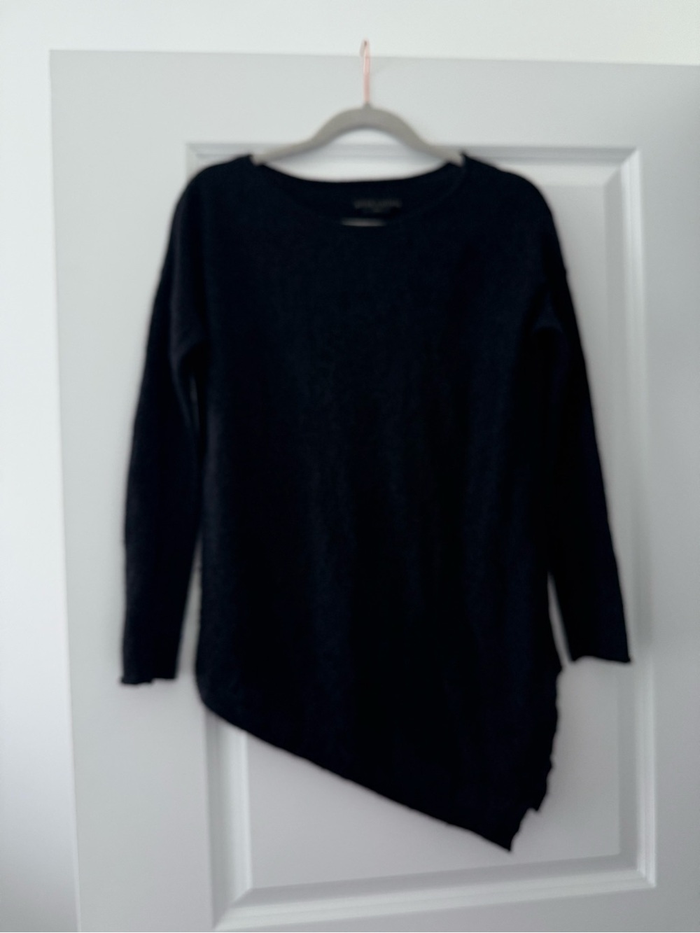 Alice + Olivia Black Asymmetric Crewneck Sweater